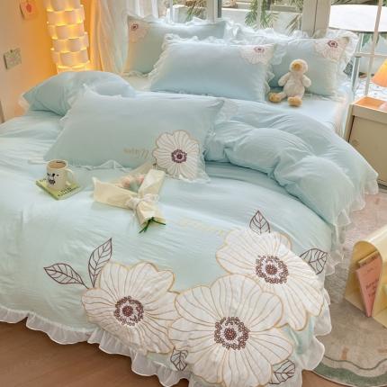 91家纺网 家纺一手货源 找家纺 （总）木子家纺 2026新款亲肤舒适浪漫绣花水洗棉四件套-半亩花田（专版花型）