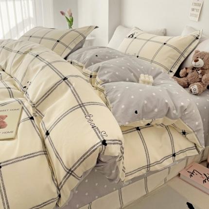 91家纺网 家纺一手货源 找家纺 （总）乐童 2024新款直播爆款13070纯棉印花吊边款一字绣四件套