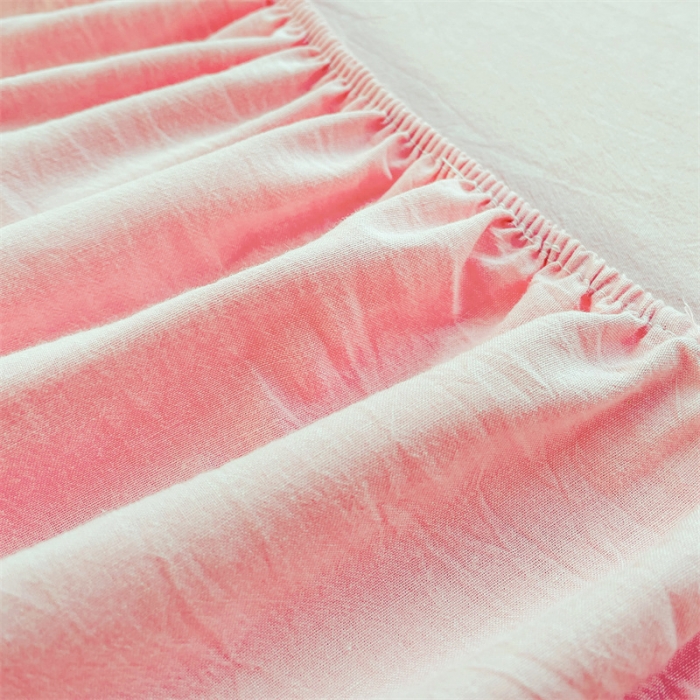 91家纺网 家纺一手货源 找家纺 恋人优选 2024新款色织纯棉水洗棉床笠 浅粉