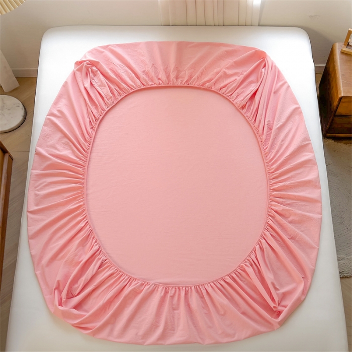 91家纺网 家纺一手货源 找家纺 恋人优选 2024新款色织纯棉水洗棉床笠 浅粉