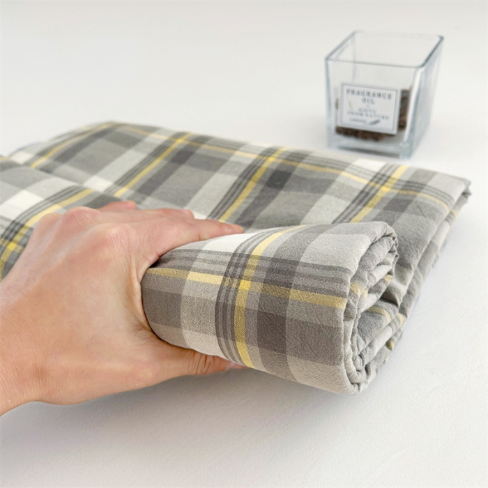 91家纺网 家纺一手货源 找家纺 恋人优选 2024新款色织纯棉水洗棉床笠 莫妮灰