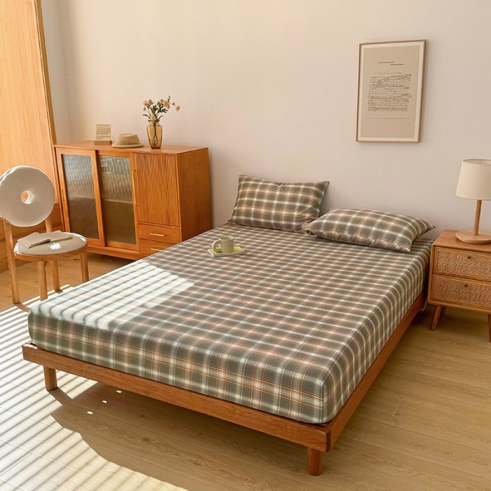 91家纺网 家纺一手货源 找家纺 恋人优选 2024新款色织纯棉水洗棉床笠 诺卡