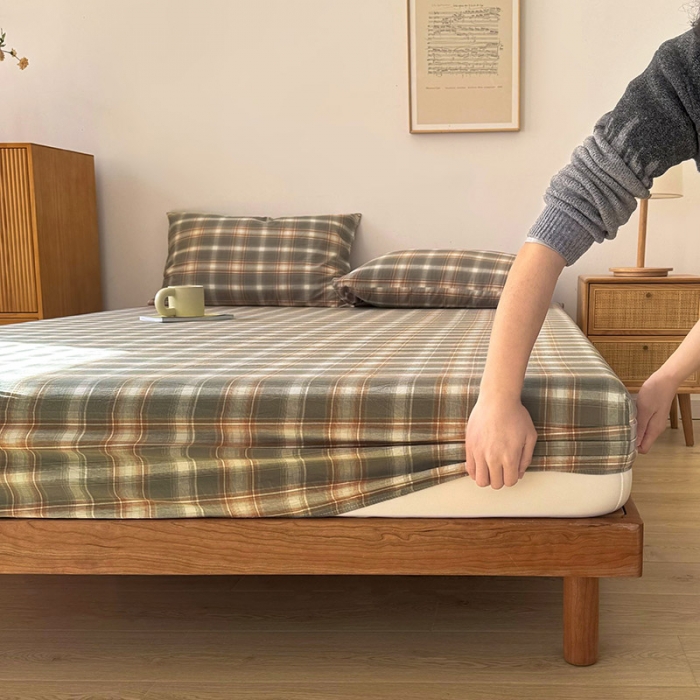 91家纺网 家纺一手货源 找家纺 恋人优选 2024新款色织纯棉水洗棉床笠 诺卡