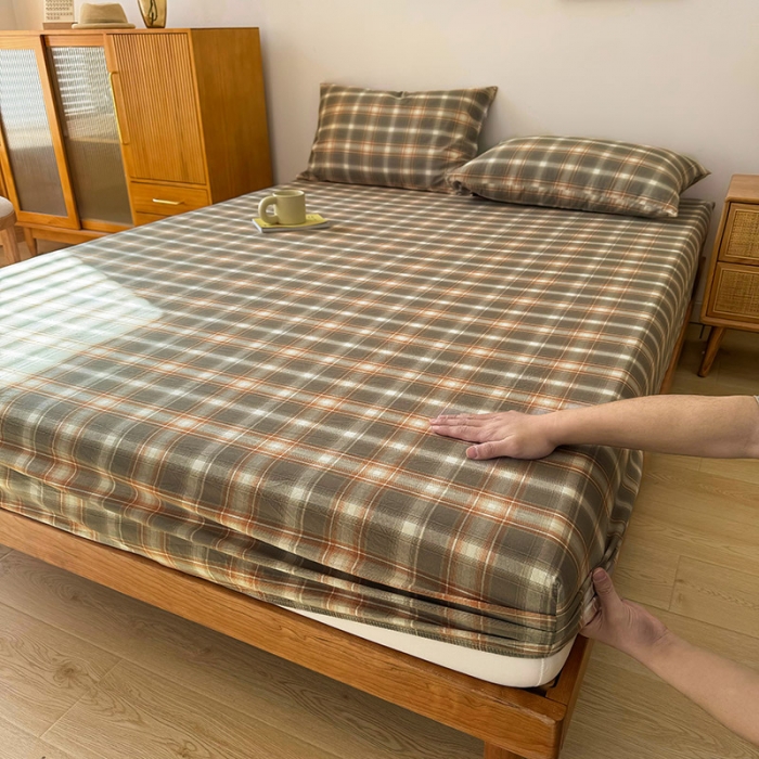 91家纺网 家纺一手货源 找家纺 恋人优选 2024新款色织纯棉水洗棉床笠 诺卡