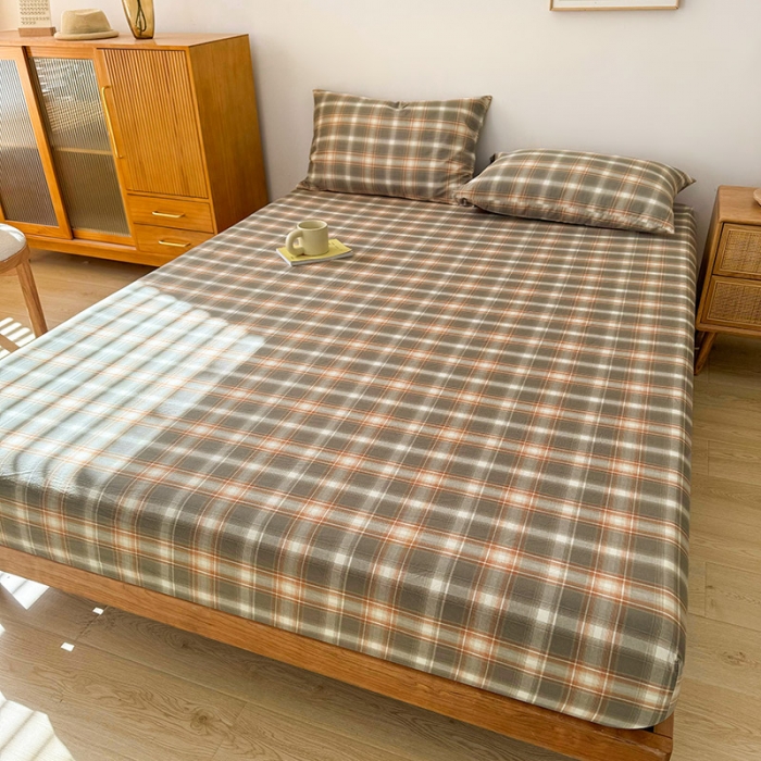 91家纺网 家纺一手货源 找家纺 恋人优选 2024新款色织纯棉水洗棉床笠 诺卡