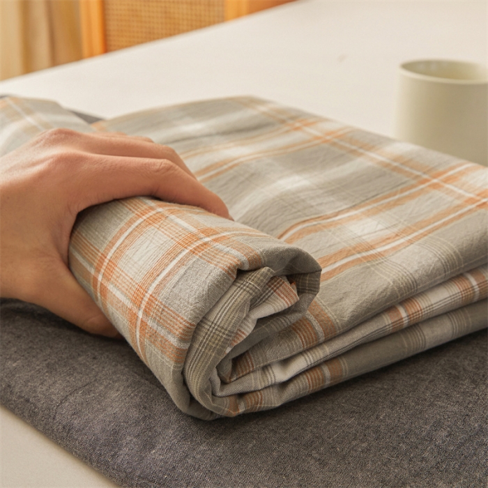 91家纺网 家纺一手货源 找家纺 恋人优选 2024新款色织纯棉水洗棉床笠 诺卡