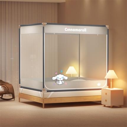 91家纺网 家纺一手货源 找家纺 三夏光年 2024新款方顶坐床式蚊帐 奶茶玉桂-灰