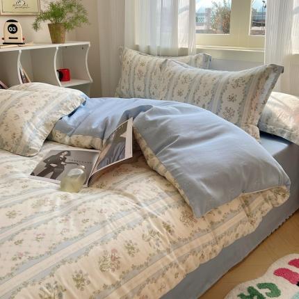 （总）盛馨 2024全棉高支高密精梳棉小清新碎花四件套纯棉床笠三件套