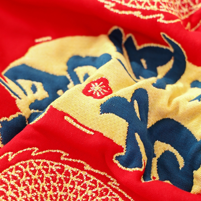 91家纺网 家纺一手货源 找家纺 朴尔结婚枕巾红色枕头巾纯棉一对装陪嫁全棉纱布新婚婚庆大红枕头垫巾 鸿运当头