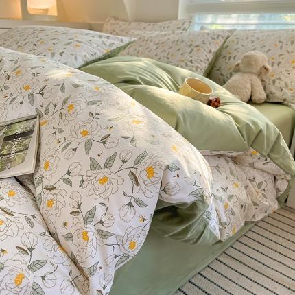 91家纺网 家纺一手货源 找家纺 柠馨 2024新款帕拉图系列13372全棉印花四件套晚风吟