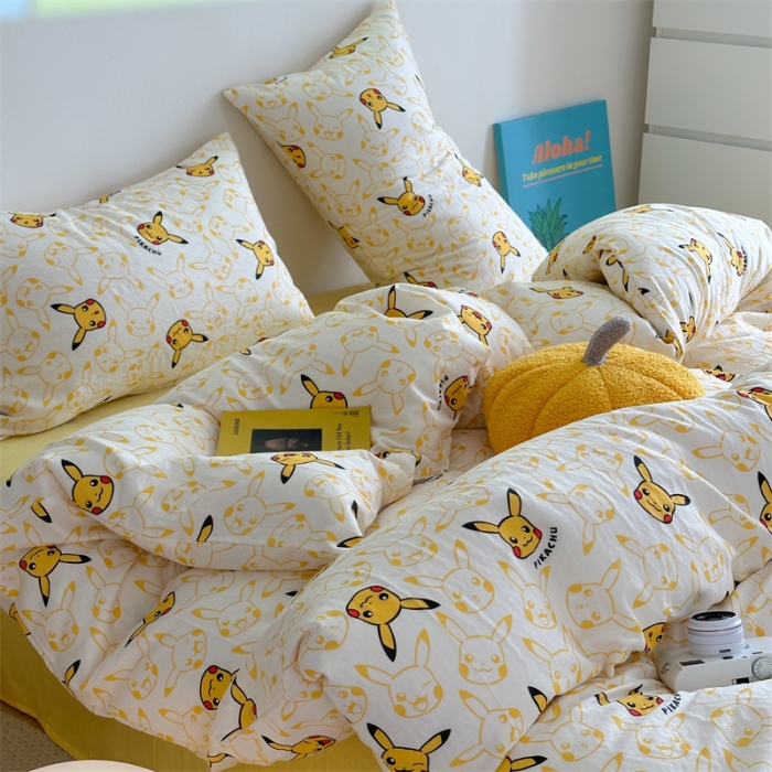 91家纺网 家纺一手货源 找家纺 （总）时年 2024新款全棉双层纱四件套-宝可梦系列