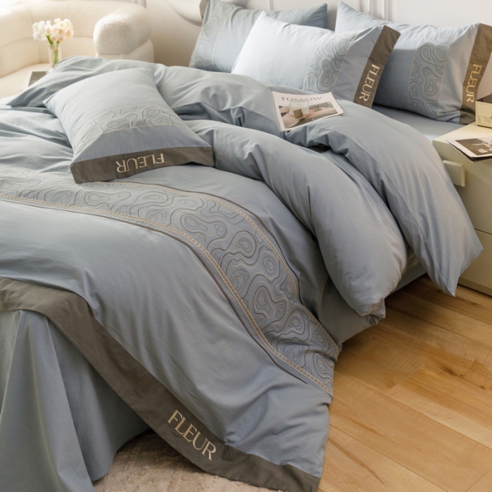 91家纺网 家纺一手货源 找家纺 艾莱家纺  2024新款A类全棉水洗棉加厚绣花四件套 威廉-宾利兰