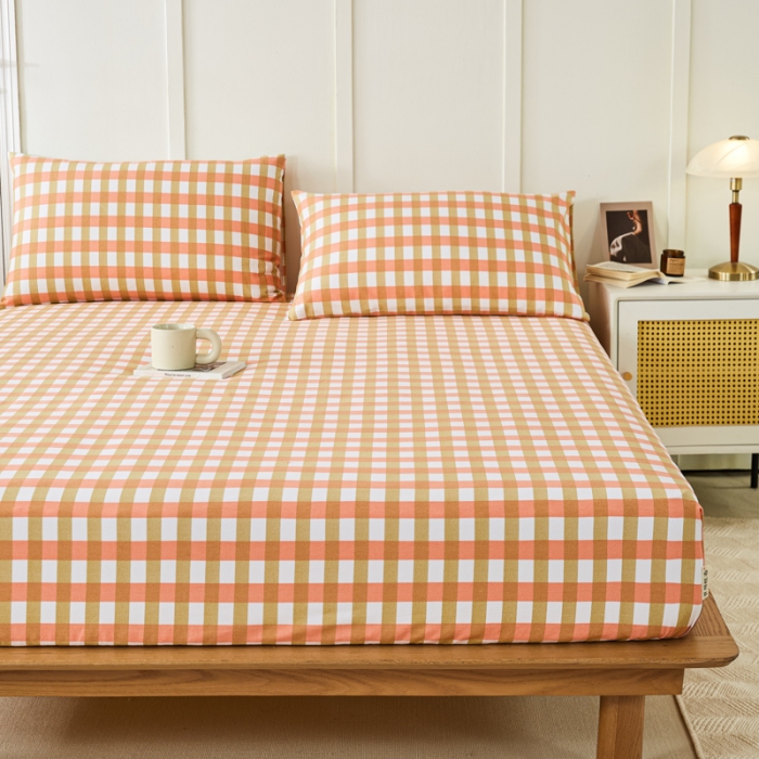 91家纺网 家纺一手货源 找家纺 九沐良品 新款全棉无印老粗布单品床笠+三件套 艾格（粉）