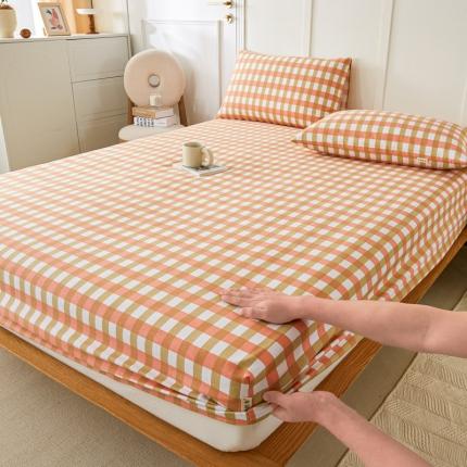 九沐良品 新款全棉无印老粗布单品床笠+三件套 艾格（粉）