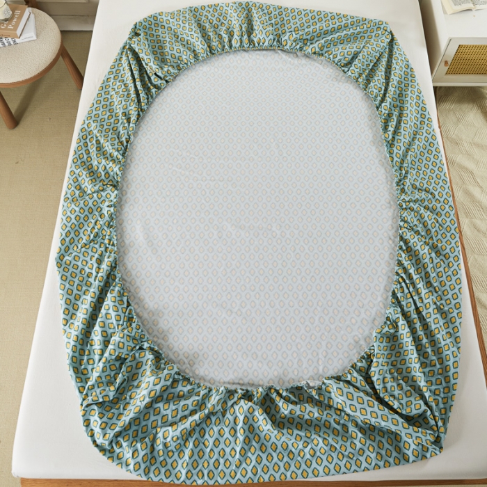 91家纺网 家纺一手货源 找家纺 九沐良品 新款全棉无印老粗布单品床笠+三件套 岸谷-绿