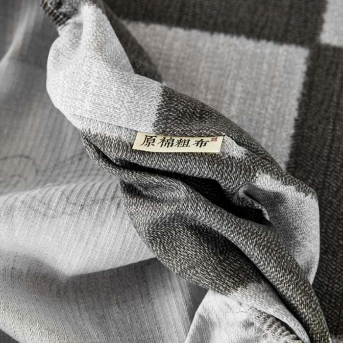 91家纺网 家纺一手货源 找家纺 九沐良品 新款全棉无印老粗布单品床笠+三件套 巴比熊（灰）