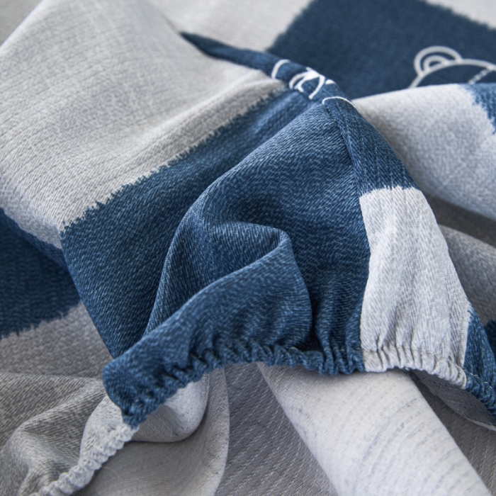 91家纺网 家纺一手货源 找家纺 九沐良品 新款全棉无印老粗布单品床笠+三件套 巴比熊（兰）