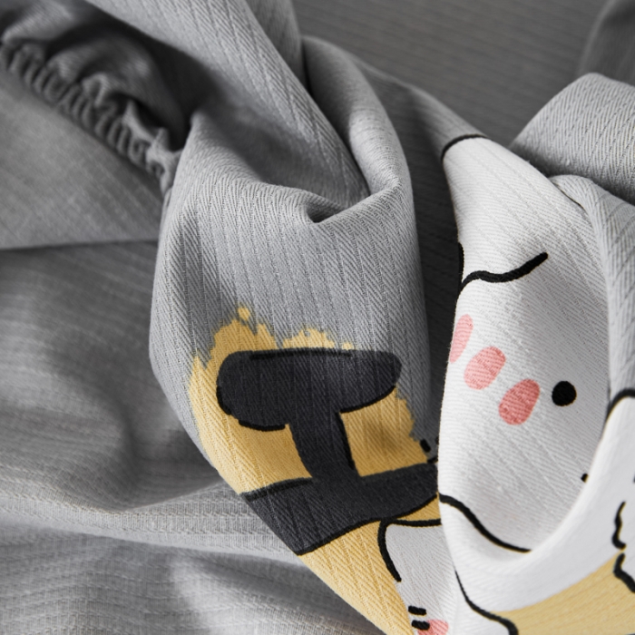 91家纺网 家纺一手货源 找家纺 九沐良品 新款全棉无印老粗布单品床笠+三件套 芭比兔