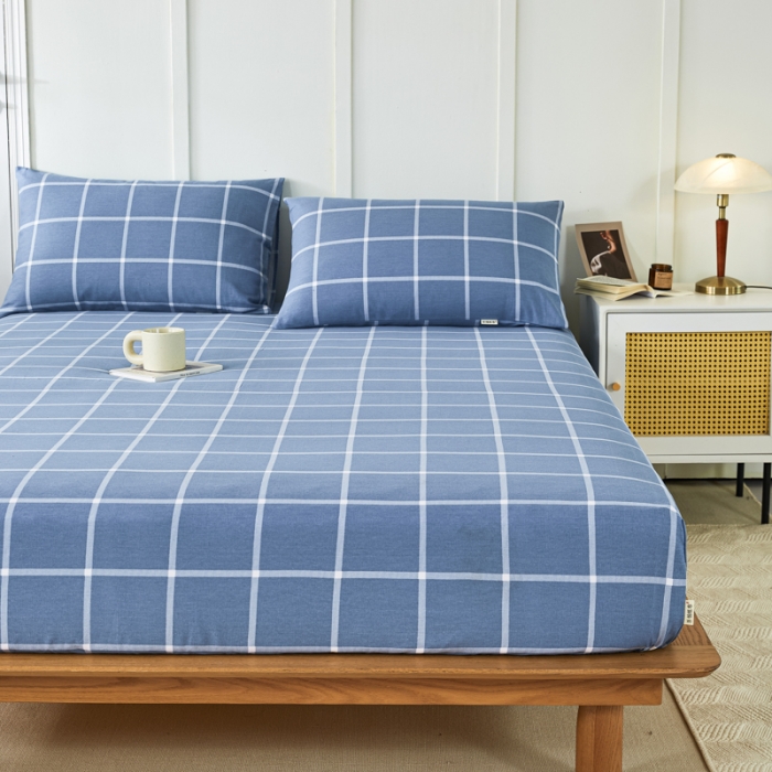 91家纺网 家纺一手货源 找家纺 九沐良品 新款全棉无印老粗布单品床笠+三件套 柏拉图兰