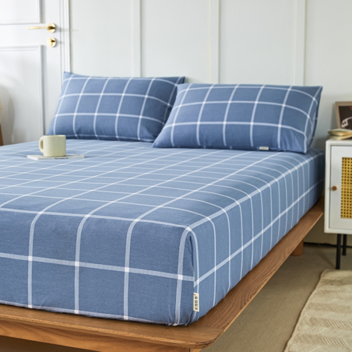 91家纺网 家纺一手货源 找家纺 九沐良品 新款全棉无印老粗布单品床笠+三件套 柏拉图兰