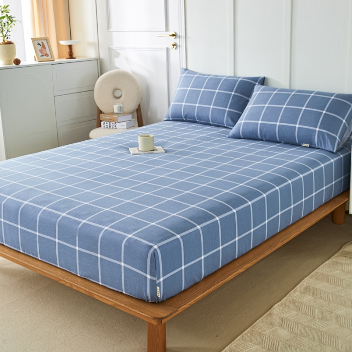 91家纺网 家纺一手货源 找家纺 九沐良品 新款全棉无印老粗布单品床笠+三件套 柏拉图兰