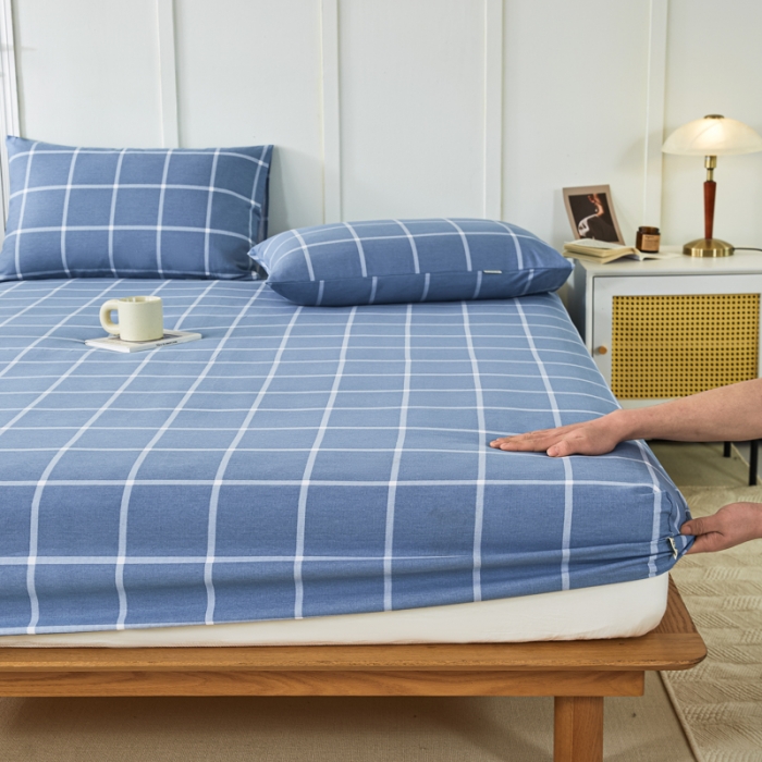 91家纺网 家纺一手货源 找家纺 九沐良品 新款全棉无印老粗布单品床笠+三件套 柏拉图兰