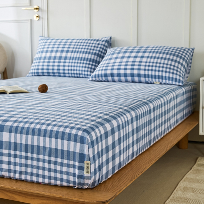 91家纺网 家纺一手货源 找家纺 九沐良品 新款全棉无印老粗布单品床笠+三件套 柏林（兰）