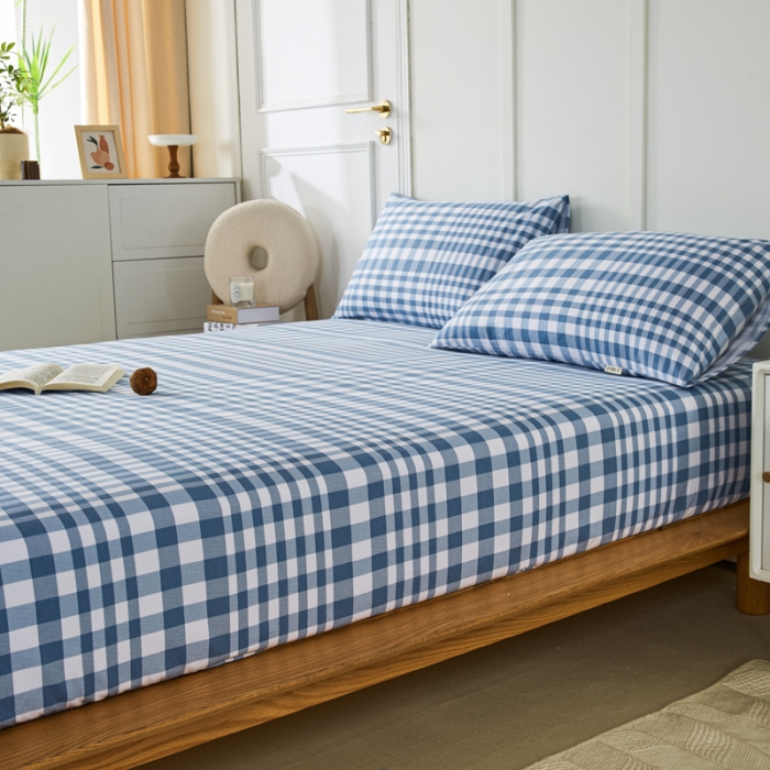 91家纺网 家纺一手货源 找家纺 九沐良品 新款全棉无印老粗布单品床笠+三件套 柏林（兰）