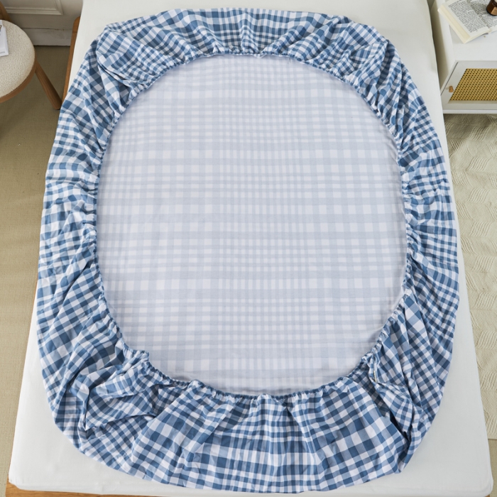 91家纺网 家纺一手货源 找家纺 九沐良品 新款全棉无印老粗布单品床笠+三件套 柏林（兰）