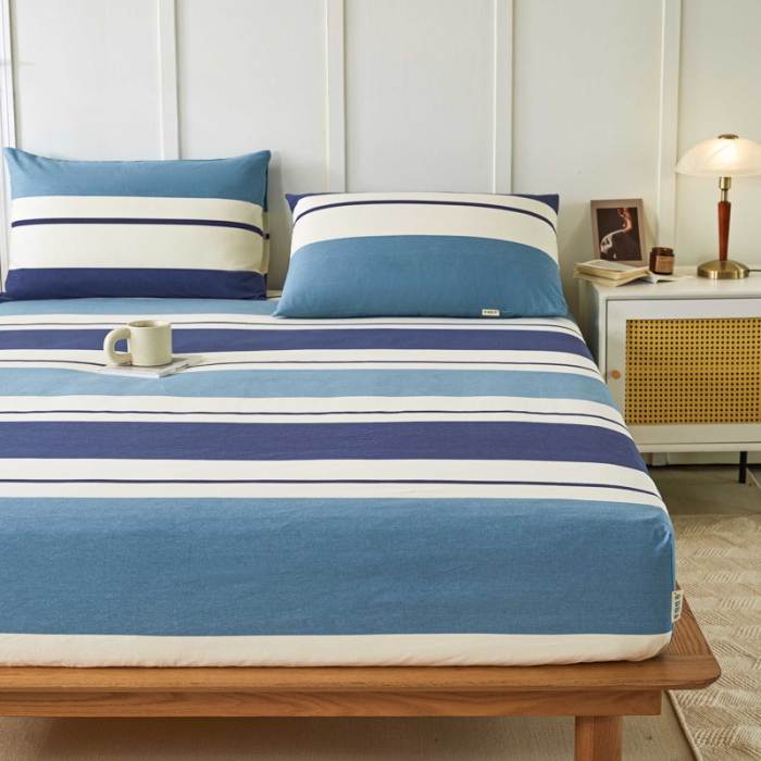 91家纺网 家纺一手货源 找家纺 九沐良品 新款全棉无印老粗布单品床笠+三件套 欢乐