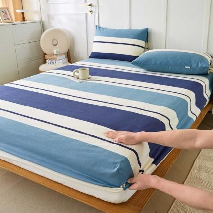 九沐良品 新款全棉无印老粗布单品床笠+三件套 欢乐