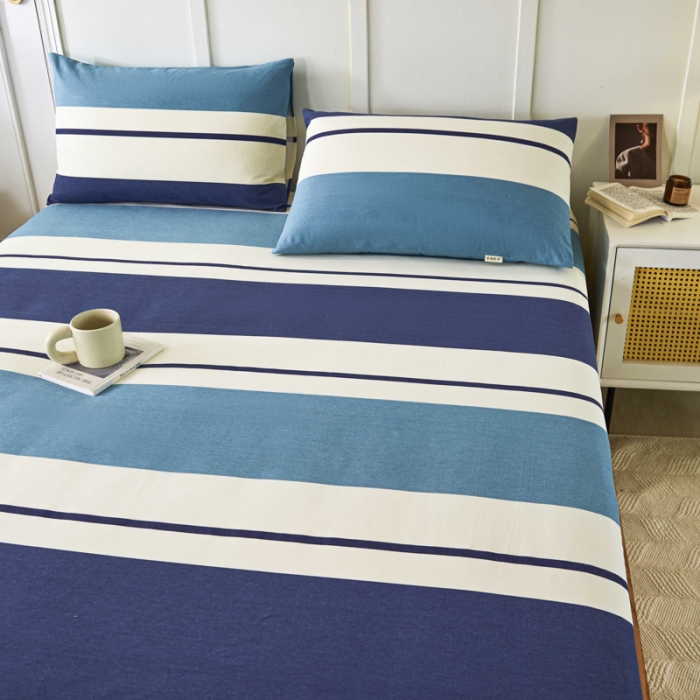 91家纺网 家纺一手货源 找家纺 九沐良品 新款全棉无印老粗布单品床笠+三件套 欢乐