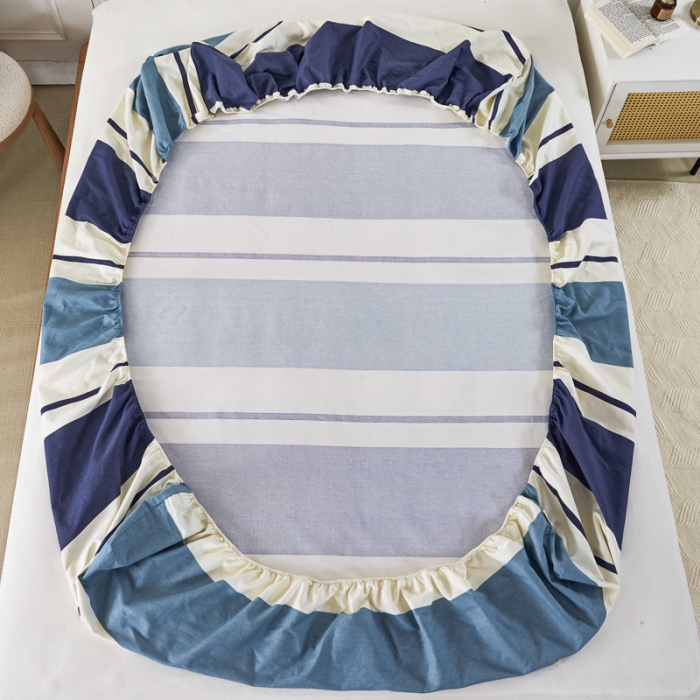 91家纺网 家纺一手货源 找家纺 九沐良品 新款全棉无印老粗布单品床笠+三件套 欢乐