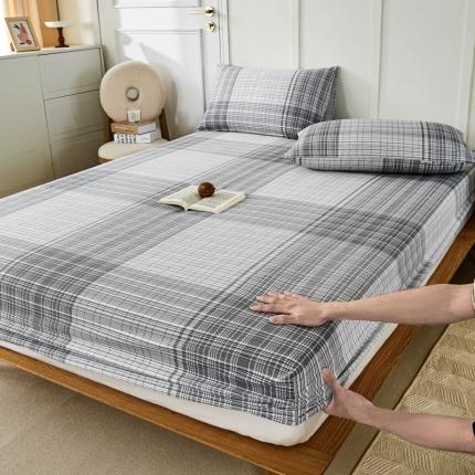 九沐良品 新款全棉无印老粗布单品床笠+三件套 星月