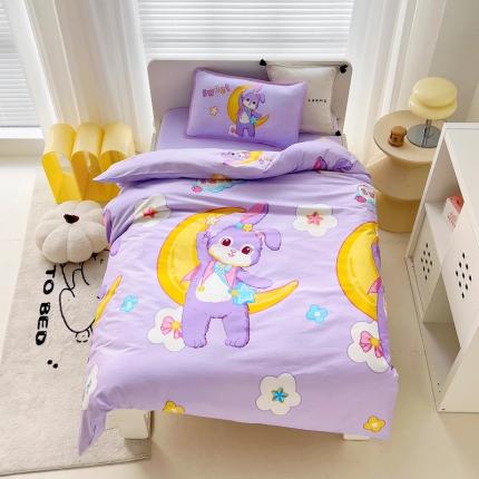 91家纺网 家纺一手货源 找家纺 乐秀 2025新款40S全棉13372幼儿园三件套六件套 星月小兔