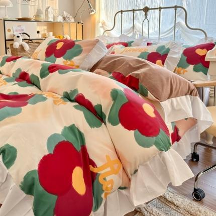 91家纺网 家纺一手货源 找家纺 （总）花伞家居 2024新款韩版小清新全棉四件套