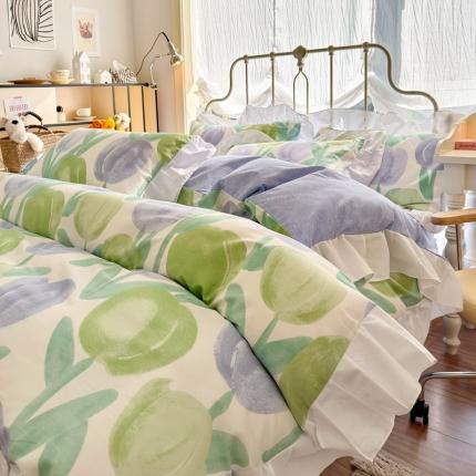 91家纺网 家纺一手货源 找家纺 （总）花伞家居 2024新款韩版小清新全棉四件套