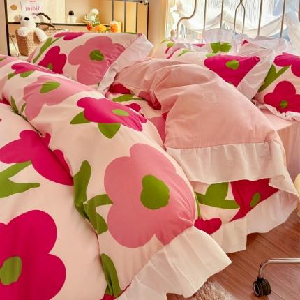 91家纺网 家纺一手货源 找家纺 花伞家居 2024新款韩版小清新全棉四件套 韩版-理想