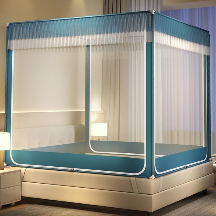 91家纺网 家纺一手货源 找家纺 防蚊家用蚊帐2024新款卧室蒙古包儿童防摔 高级新型蚊帐免安装支架