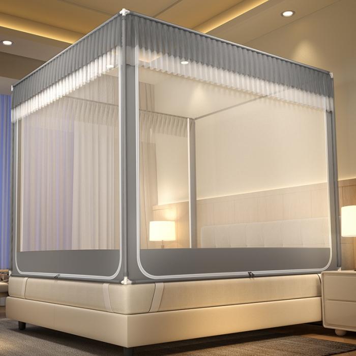 91家纺网 家纺一手货源 找家纺 防蚊家用蚊帐2024新款卧室蒙古包儿童防摔 高级新型蚊帐免安装支架