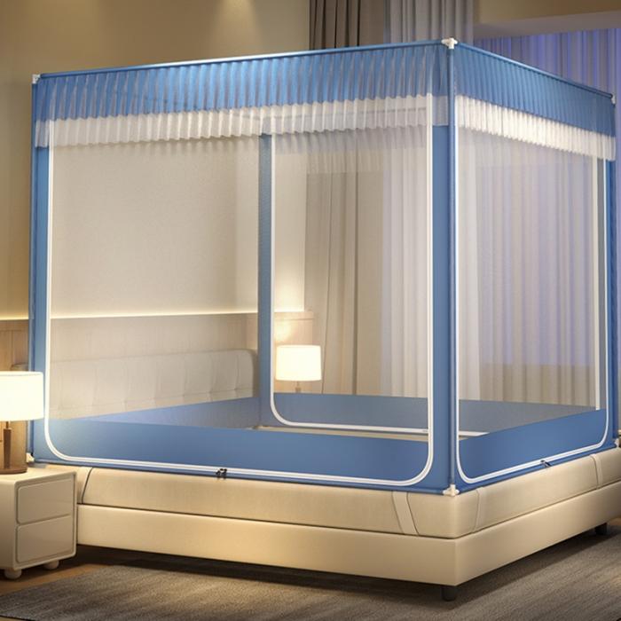 91家纺网 家纺一手货源 找家纺 防蚊家用蚊帐2024新款卧室蒙古包儿童防摔 高级新型蚊帐免安装支架