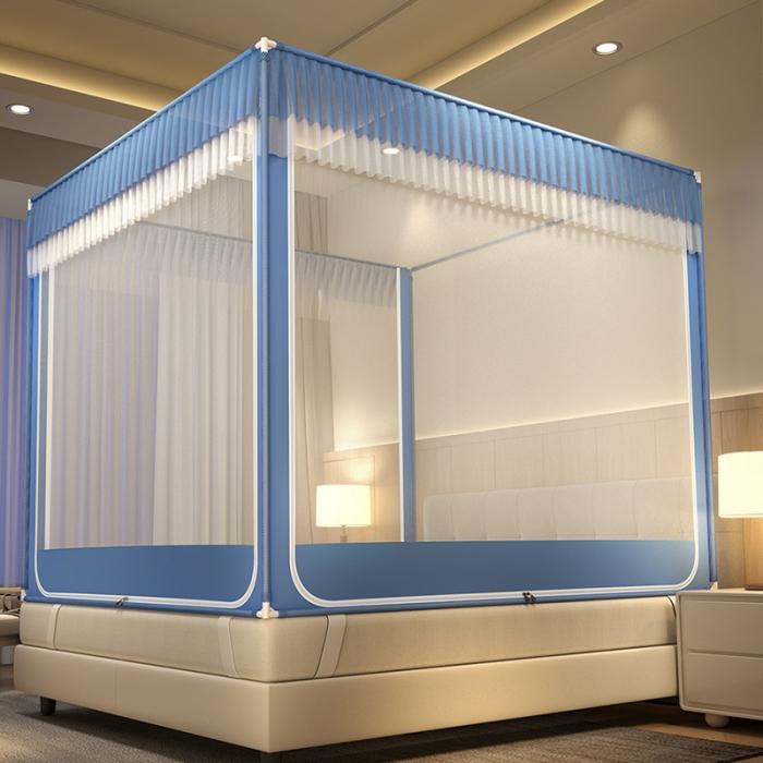 91家纺网 家纺一手货源 找家纺 防蚊家用蚊帐2024新款卧室蒙古包儿童防摔 高级新型蚊帐免安装支架