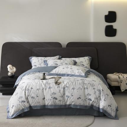 91家纺网 家纺一手货源 找家纺 薏思家纺 2025新款13376铂金棉大飞边工艺四件套璀璨-蓝