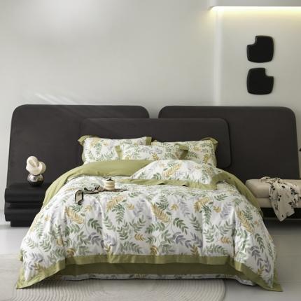 91家纺网 家纺一手货源 找家纺 薏思家纺 2025新款13376铂金棉大飞边工艺四件套芳悠-绿