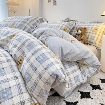 91家纺网 家纺一手货源 找家纺 （总）乐童 2024新款直播爆款13070纯棉印花吊边款一字绣四件套