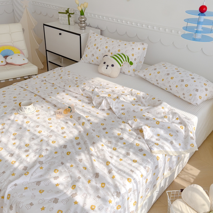 91家纺网 家纺一手货源 找家纺 芯恋 2025新款韩版花边里外全棉棉花夏被春秋被 浪漫之约