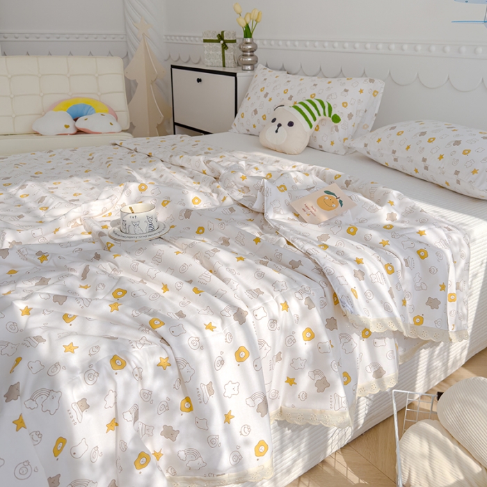 91家纺网 家纺一手货源 找家纺 芯恋 2025新款韩版花边里外全棉棉花夏被春秋被 浪漫之约