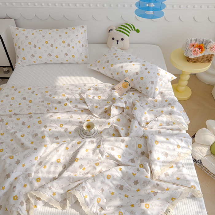 91家纺网 家纺一手货源 找家纺 芯恋 2025新款韩版花边里外全棉棉花夏被春秋被 浪漫之约