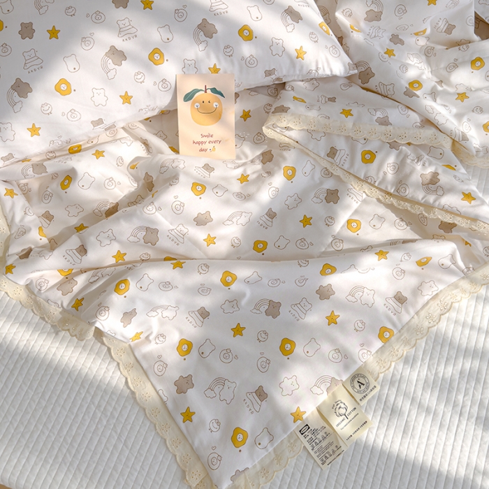 91家纺网 家纺一手货源 找家纺 芯恋 2025新款韩版花边里外全棉棉花夏被春秋被 浪漫之约