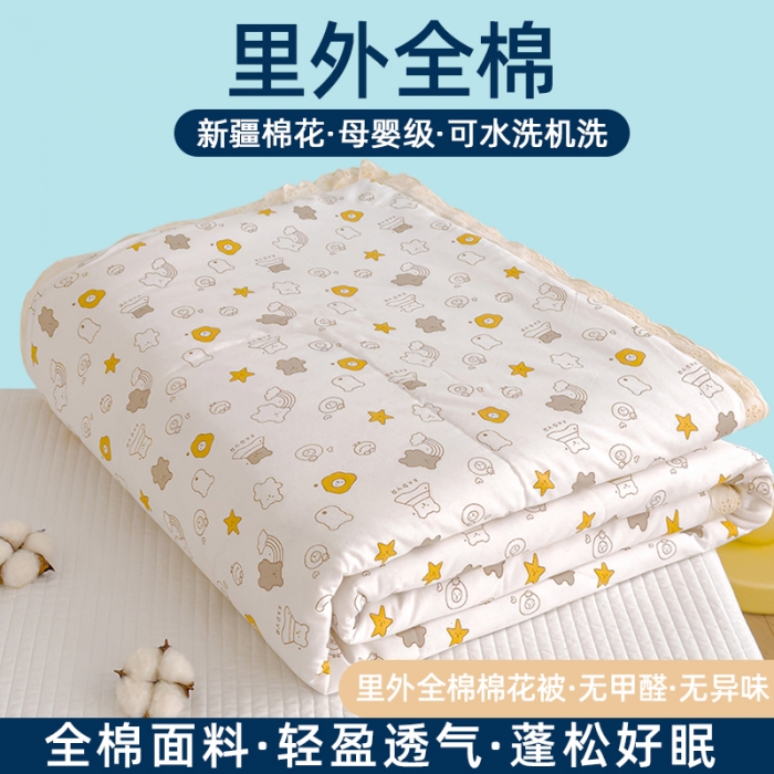 91家纺网 家纺一手货源 找家纺 芯恋 2025新款韩版花边里外全棉棉花夏被春秋被 浪漫之约